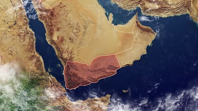 Cartina dello Yemen e confini, cartina fisica Medio Oriente, penisola arabica, cartina con rilievi e montagne