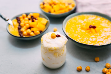 Mango smoothie in bowl