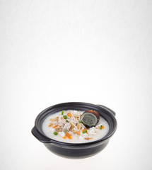 porridge or century egg & pork porridge on a background.