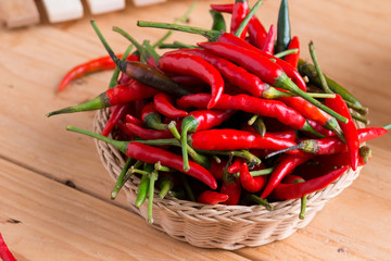 Red hot chili peppers in basket