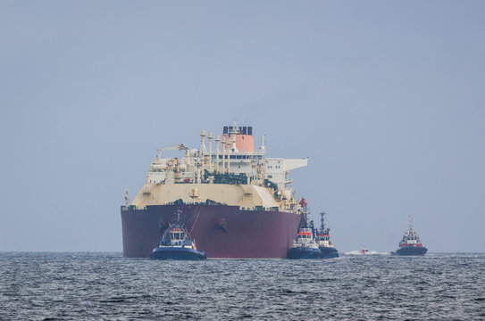 GAS CARRIER - The big ship enters the port of Swinoujscie