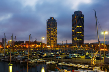 Twilight view of new seaside of Barcelona