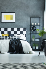 Black and white king-size bed