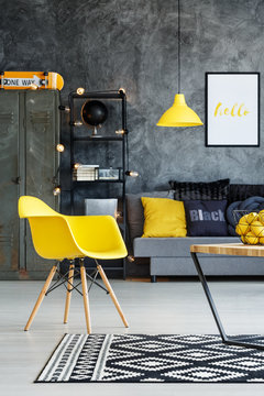 Teenager's room with yellow chair