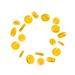 Gold pounds floating cartoon isolated. Gold pounds with the effect floating in the air in a cartoon style for designers and illustrators. Flying pieces in the form of vector illustrations