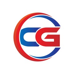 cg logo vector modern initial swoosh circle blue and red