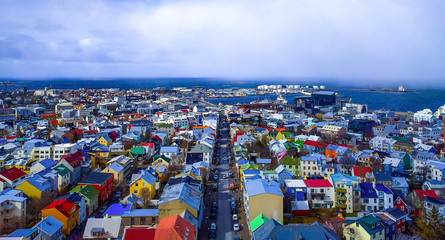 Reykjavik Iceland skyline from above - obrazy, fototapety, plakaty