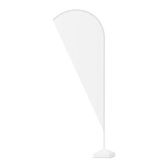 White outdoor promotional flag banner mockup isolated. Vector illustration