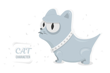 Cat angry stare big eyes. Cartoon character for animation or print. Trendy style for graphic design, Web site, social media, user interface, mobile app.