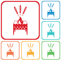 Brazier grill with kebab icon
