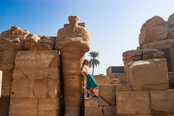 Admiring anthient ruins in luxor, Egypt