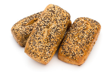 Freshly baked bread isolated on white background.