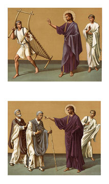 The Jesus healing a blind man.