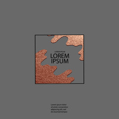 Modern and stylish minimal design. Copper glossy background. Metallic texture. Bronze metal.
