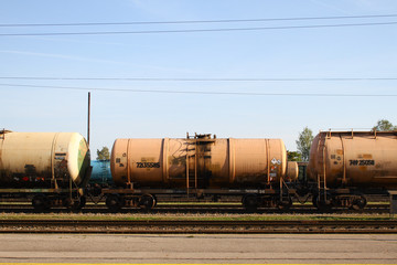 Fototapeta na wymiar Industrial view of train vagon with oil.