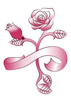 ribbon and flowers tattoo