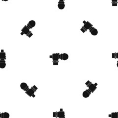 Hand microphone pattern seamless black