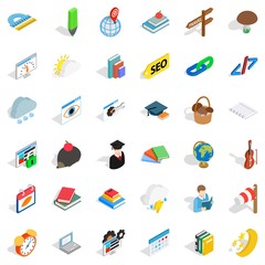 Planning icons set, isometric style