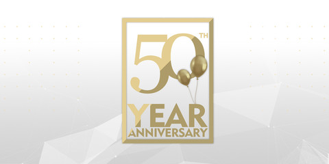 50th year anniversary gold typography logo	