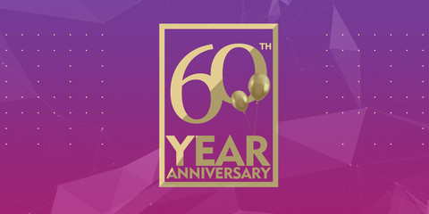 60 th year anniversary gold typography logo	