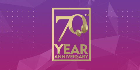 70 th year anniversary gold typography logo	