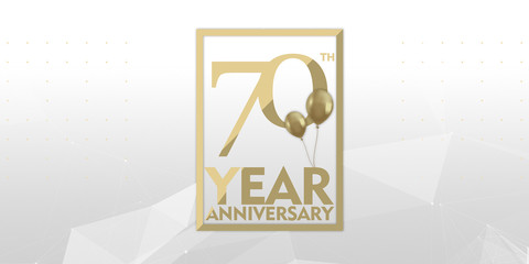 70 th year anniversary gold typography logo	