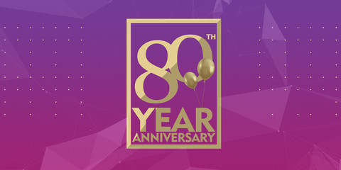 80 th year anniversary gold typography logo	