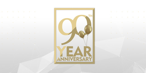 90 th year anniversary gold typography logo	