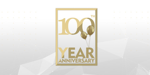 100 th year anniversary gold typography logo	