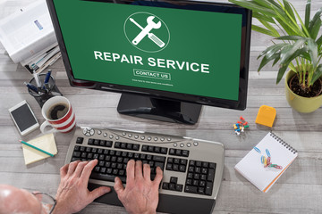 Repair service concept on a computer