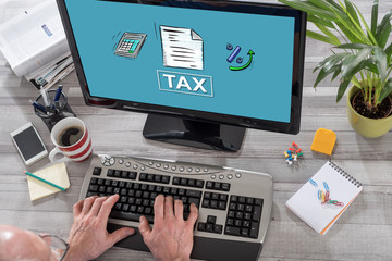 Tax concept on a computer
