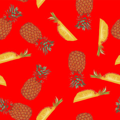 Pineapple seamless background, pattern for design