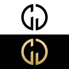 cj initial logo circle shape vector black and gold