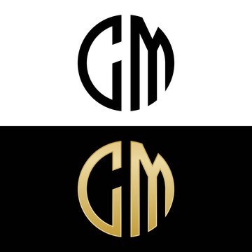 cm initial logo circle shape vector black and gold