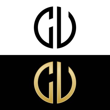 cu initial logo circle shape vector black and gold