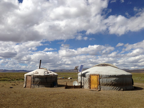 Two traditional yurts