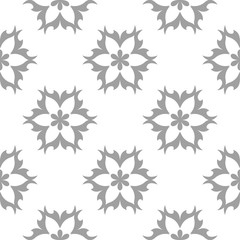 Gray floral pattern on white. Seamless background