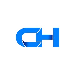 ch logo initial logo vector modern blue fold style