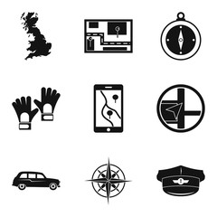 Route icons set, simple style