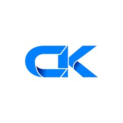 ck logo initial logo vector modern blue fold style