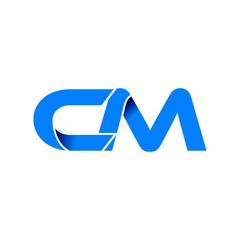 cm logo initial logo vector modern blue fold style