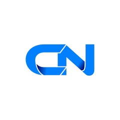 cn logo initial logo vector modern blue fold style
