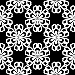 Fototapeta premium White floral seamless pattern on black background