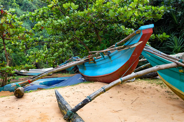 Fototapeta na wymiar Sri Lankan native boats or catamarans