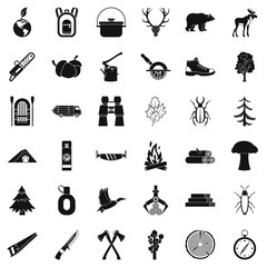 Forest icons set, simple style