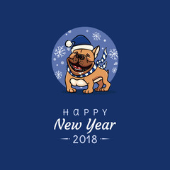 english bulldog congratulates on the new year, 2018 year of the dog