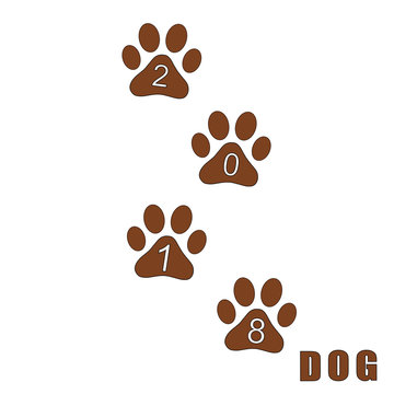 Abstract traces of a dog. Vector illustration.