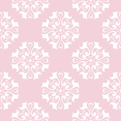 Seamless pattern with soft pink floral ornaments