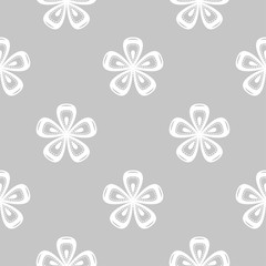 Gray and white floral seamless pattern