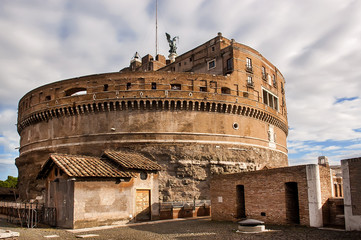 The Mausoleum of Hadrian, usually known as the Castel Sant'Angelo, is a towering cylindrical...